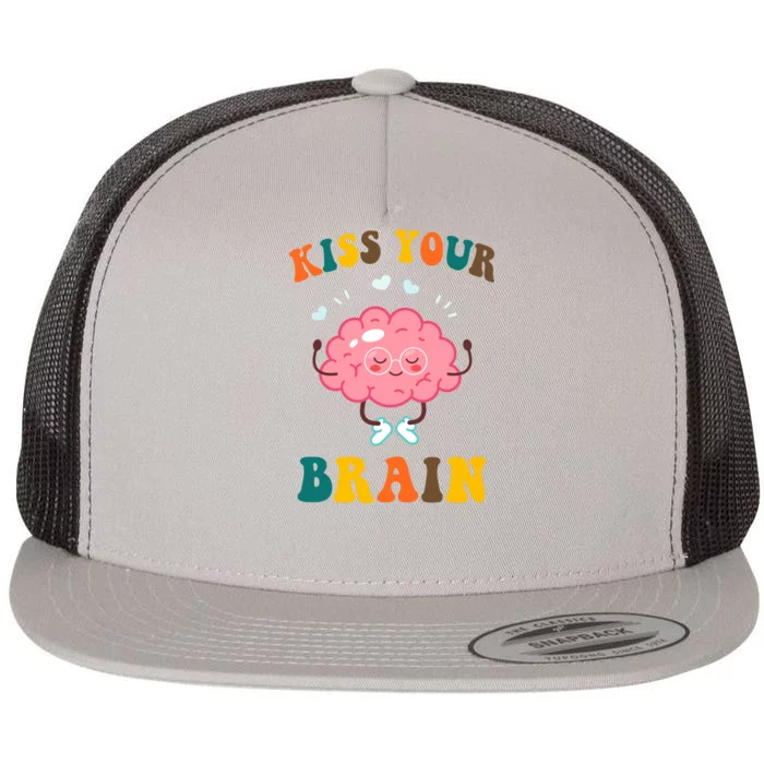 Kiss Your Brain Cute Funny Flat Bill Trucker Hat