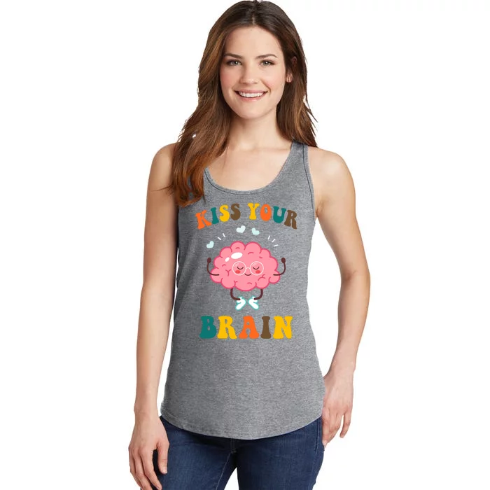 Kiss Your Brain Cute Funny Ladies Essential Tank