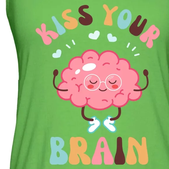 Kiss Your Brain Mental Health Brain Ladies Essential Flowy Tank