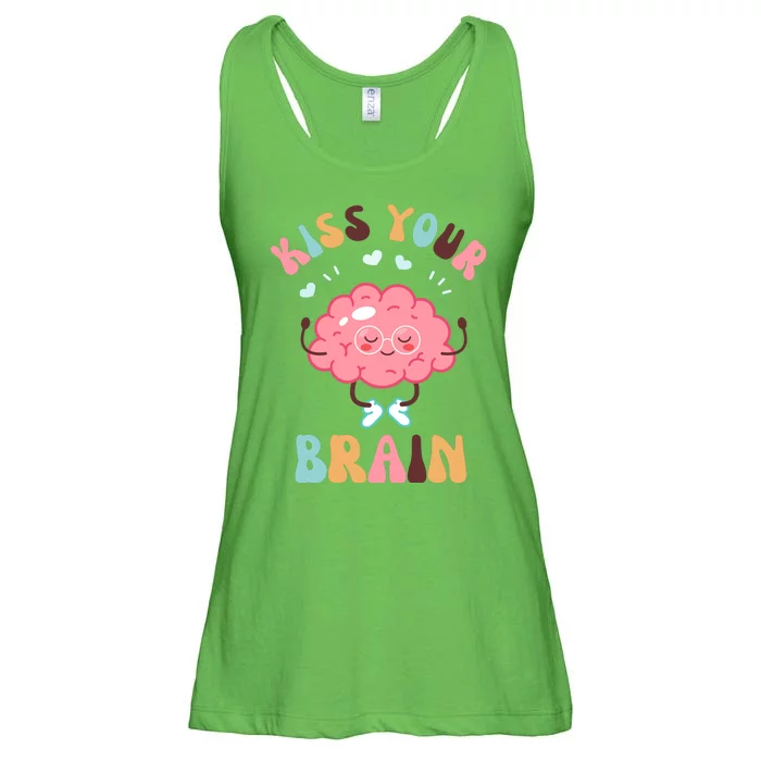 Kiss Your Brain Mental Health Brain Ladies Essential Flowy Tank