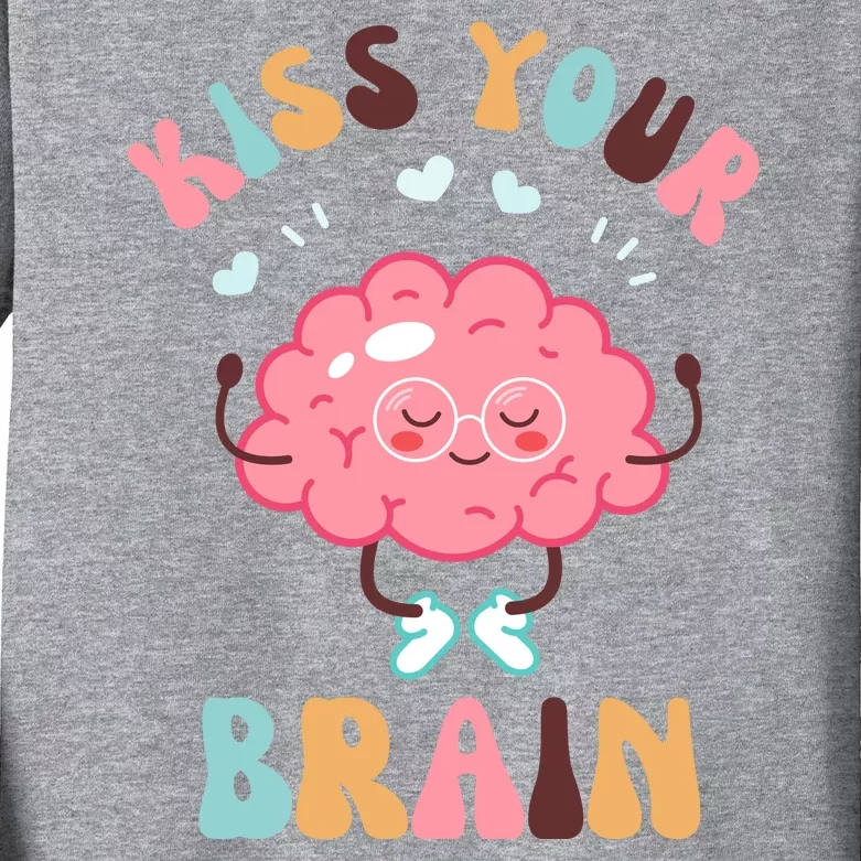 Kiss Your Brain Mental Health Brain Kids Long Sleeve Shirt