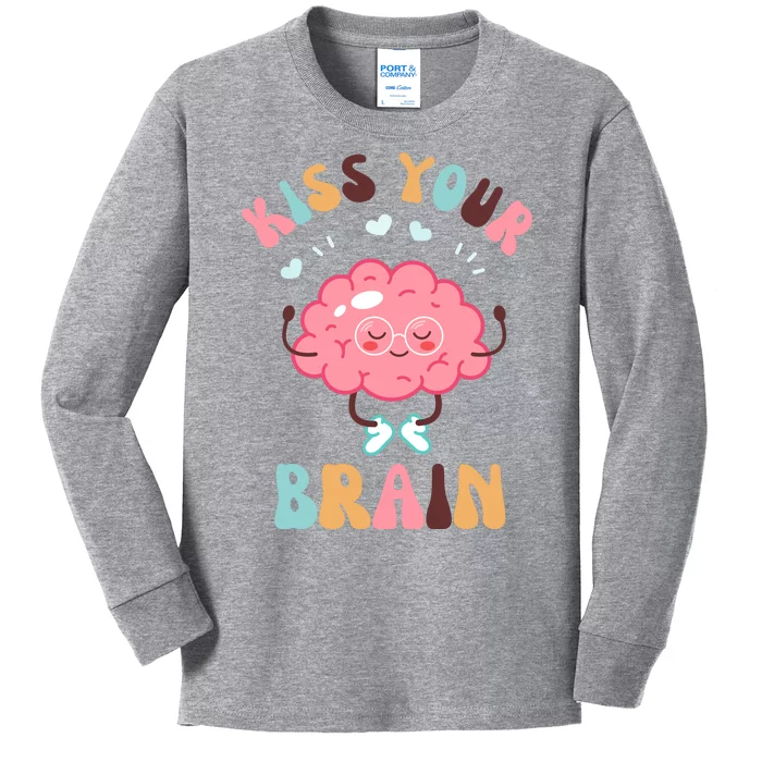 Kiss Your Brain Mental Health Brain Kids Long Sleeve Shirt