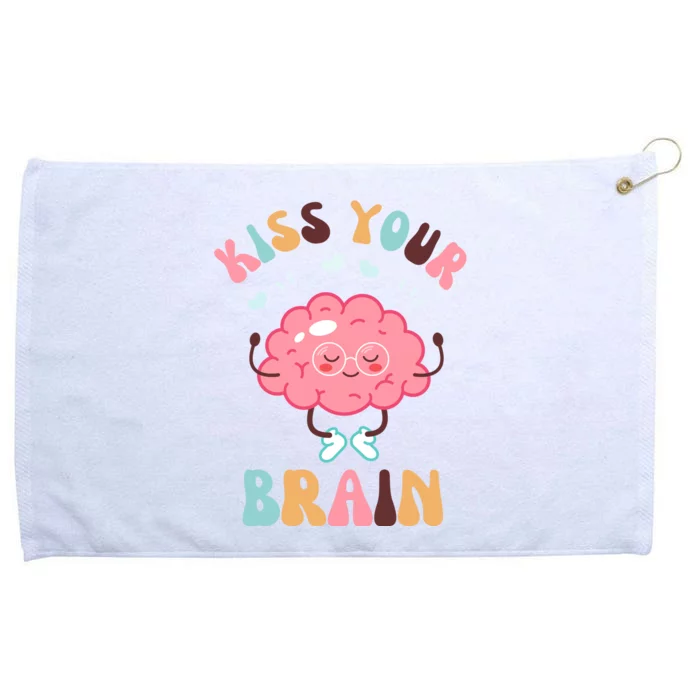 Kiss Your Brain Mental Health Brain Grommeted Golf Towel