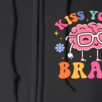 Kiss Your Brain Cute Teacher Appreciation Back To School Full Zip Hoodie