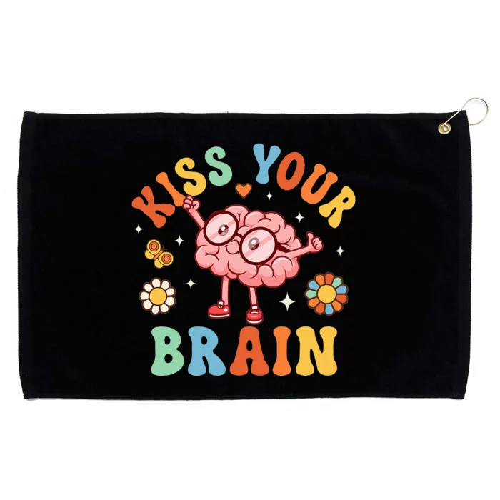 Kiss Your Brain Teacher For Back To School Grommeted Golf Towel