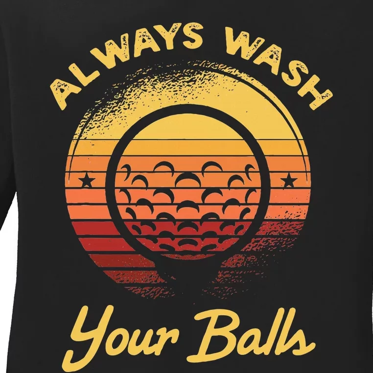 Keep Your Balls Clean Funny Golfer Sayings Ladies Long Sleeve Shirt