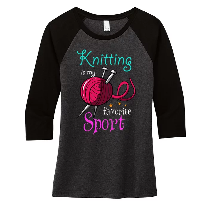 Knitting Yarn Craft Hand Knit Handcraft Knitters Knitting Women's Tri-Blend 3/4-Sleeve Raglan Shirt