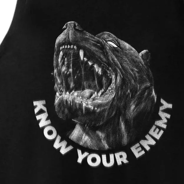 Know Your Enemy Realistic Pitbull Dog Ladies Tri-Blend Wicking Tank