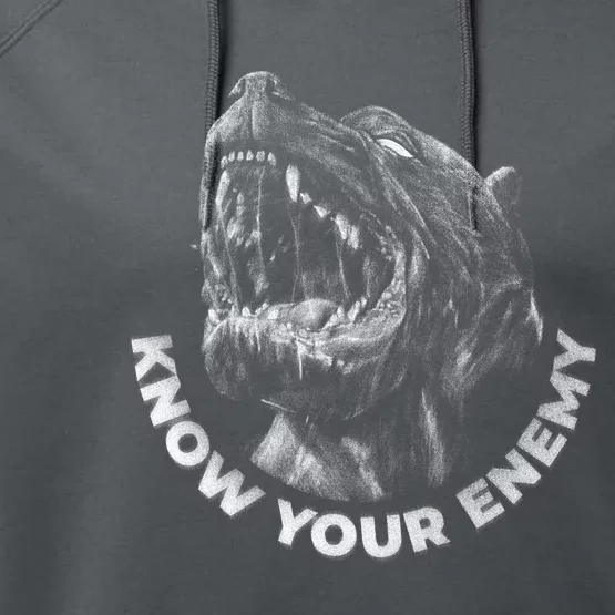 Know Your Enemy Realistic Pitbull Dog Performance Fleece Hoodie