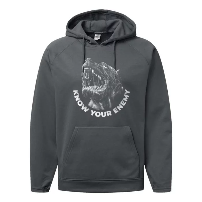 Know Your Enemy Realistic Pitbull Dog Performance Fleece Hoodie