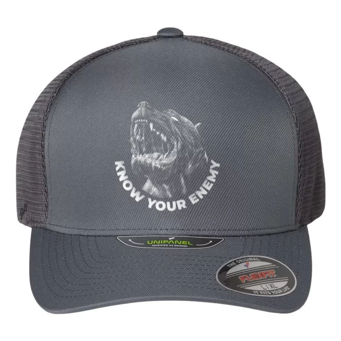 Know Your Enemy Realistic Pitbull Dog Flexfit Unipanel Trucker Cap