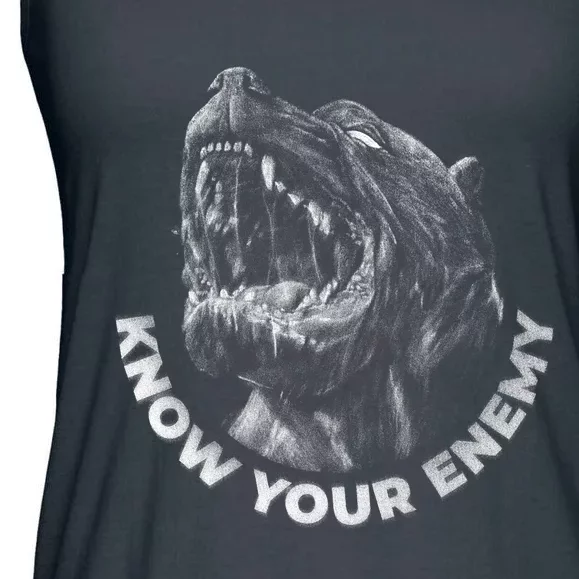 Know Your Enemy Realistic Pitbull Dog Ladies Essential Flowy Tank