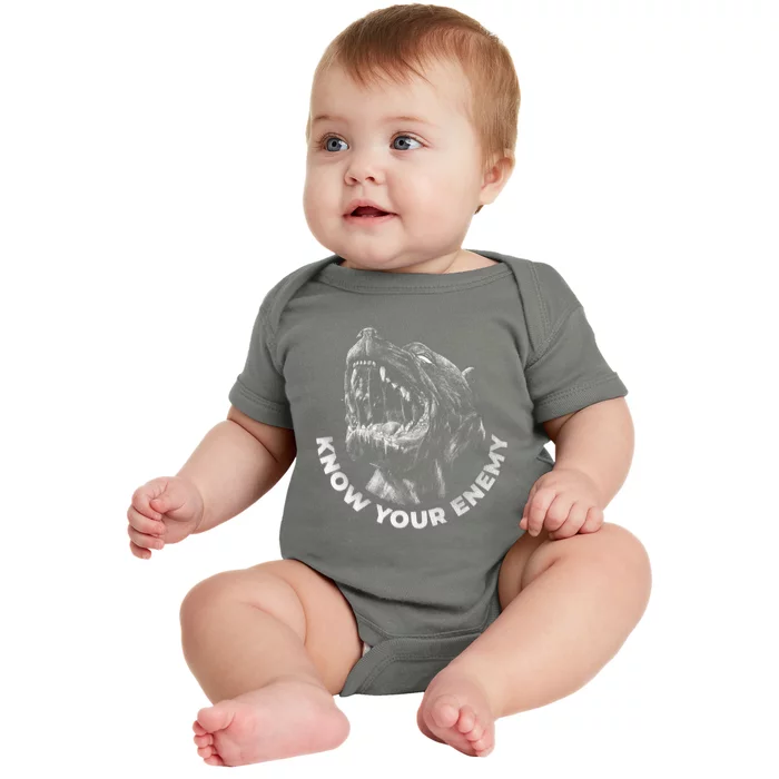 Know Your Enemy Realistic Pitbull Dog Baby Bodysuit