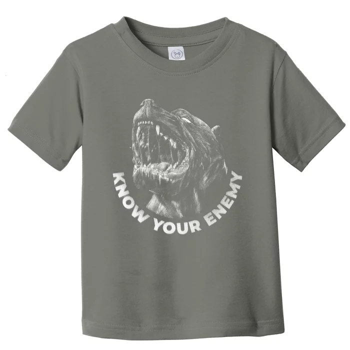 Know Your Enemy Realistic Pitbull Dog Toddler T-Shirt