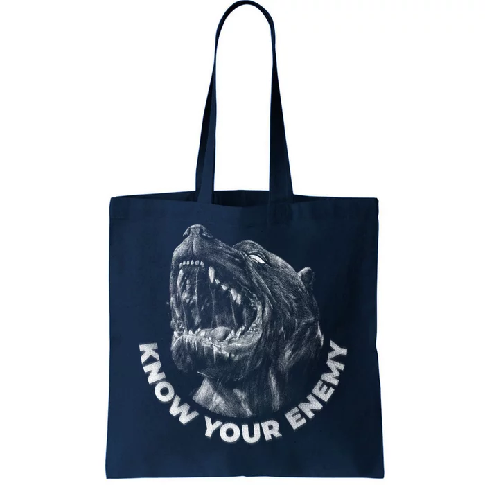 Know Your Enemy Realistic Pitbull Dog Tote Bag