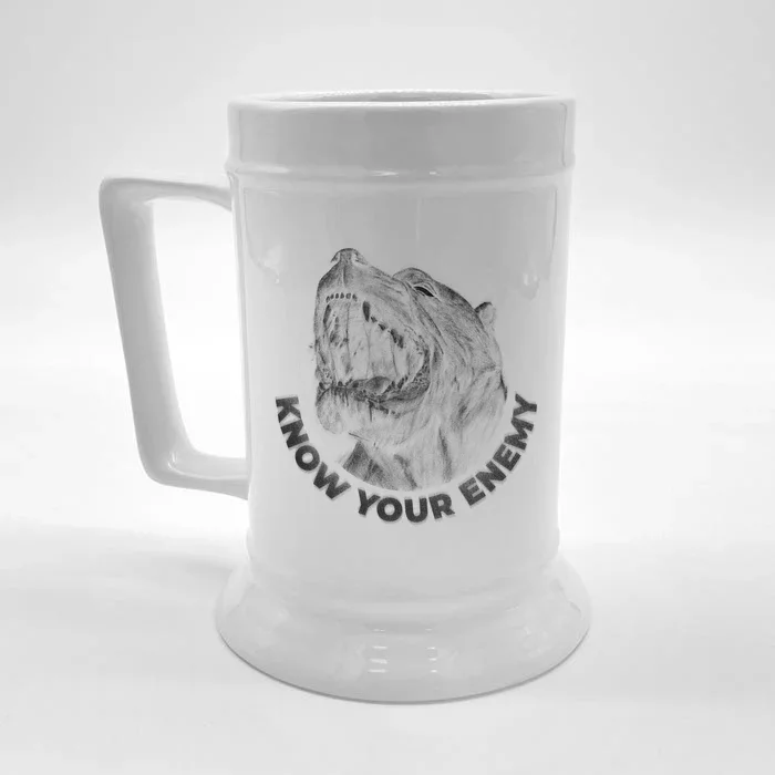 Know Your Enemy Realistic Pitbull Dog Front & Back Beer Stein