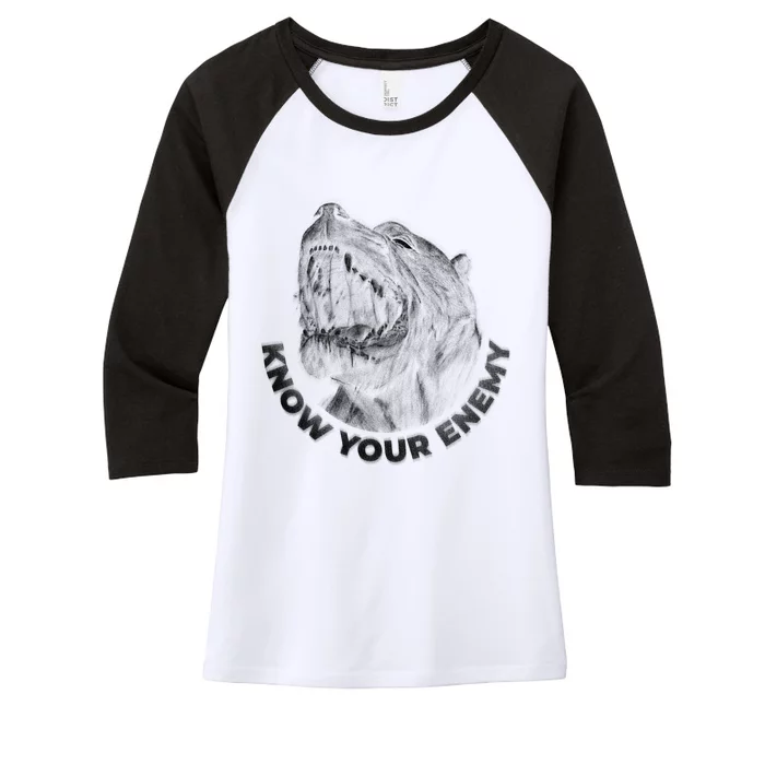 Know Your Enemy Realistic Pitbull Dog Women's Tri-Blend 3/4-Sleeve Raglan Shirt