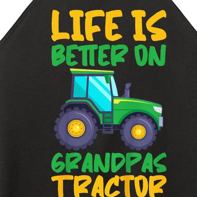 Kids Young Farmer Funny Tractor Boy On Grandpas Tractor Women’s Perfect Tri Rocker Tank