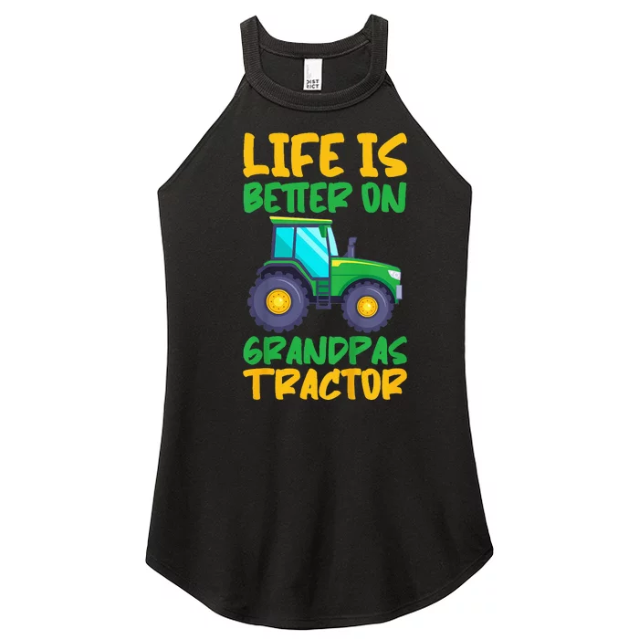 Kids Young Farmer Funny Tractor Boy On Grandpas Tractor Women’s Perfect Tri Rocker Tank