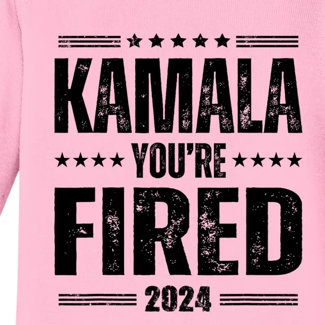 Kamala Youre Fired Funny Anti Kamala Harris Election 2024 Baby Long Sleeve Bodysuit