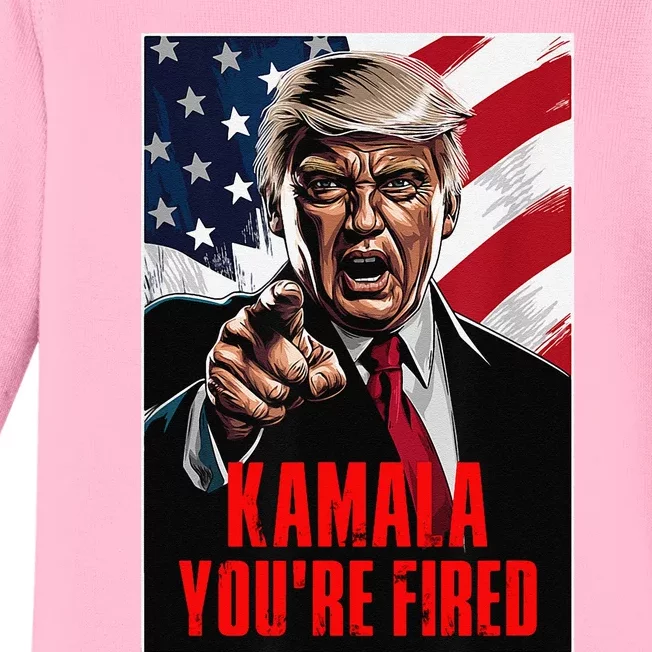 Kamala YouRe Fired Trump 2024 Funny Supporter Anti Kamala Baby Long Sleeve Bodysuit