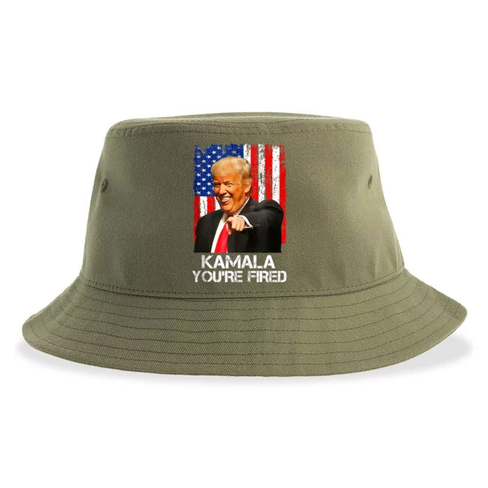 Kamala YouRe Fired Funny President Trump Laughing At Kamala Sustainable Bucket Hat