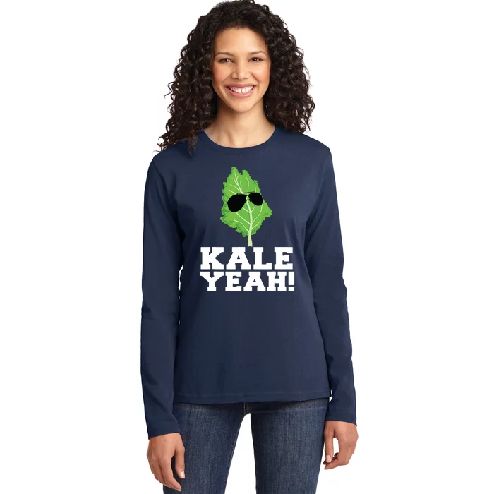 Kale Yeah Funny Vegan Pun Kale Yeah Ladies Long Sleeve Shirt