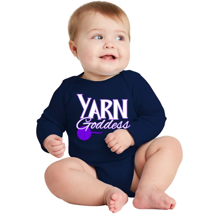 Knitting Yarn Goddess Crocheting Lovers Grandma Mom Funny Gift Baby Long Sleeve Bodysuit