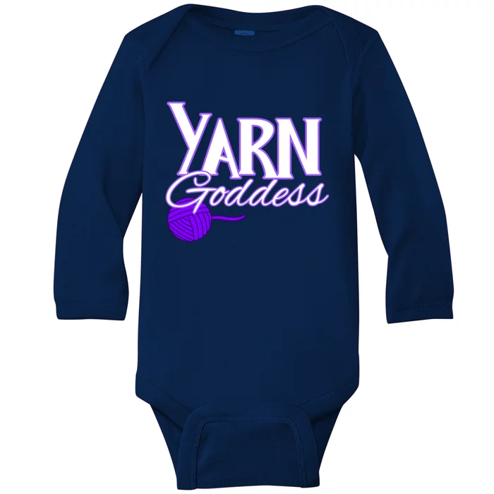 Knitting Yarn Goddess Crocheting Lovers Grandma Mom Funny Gift Baby Long Sleeve Bodysuit