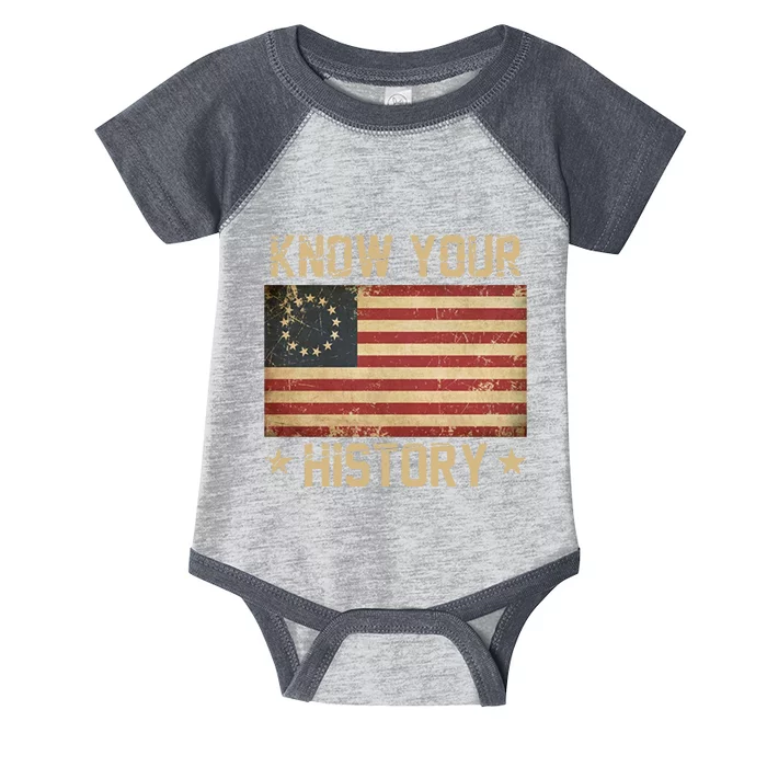 Know Your History Betsy Ross Vintage American Flag Infant Baby Jersey Bodysuit