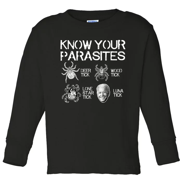 Know Your Parasites Tick Biden (On Back) Classic Toddler Long Sleeve Shirt