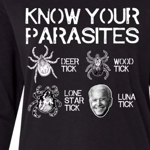 Know Your Parasites Tick Biden Womens Cotton Relaxed Long Sleeve T-Shirt