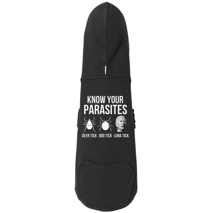 Know Your Parasites Anti Joe Biden Sucks Doggie 3-End Fleece Hoodie