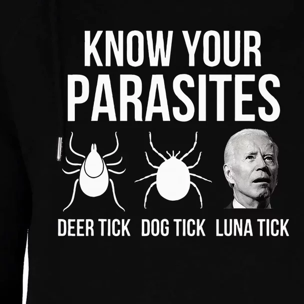 Know Your Parasites Anti Joe Biden Sucks Womens Funnel Neck Pullover Hood