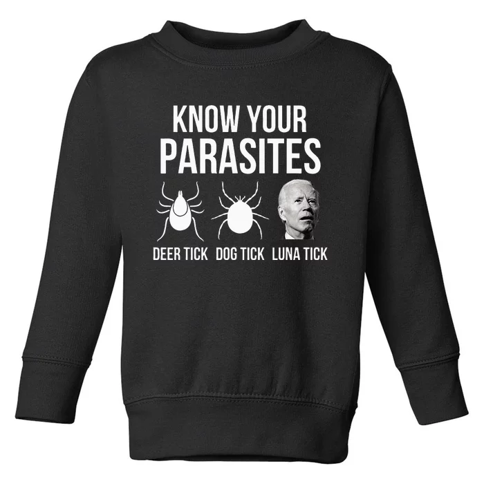 Know Your Parasites Anti Joe Biden Sucks Toddler Sweatshirt