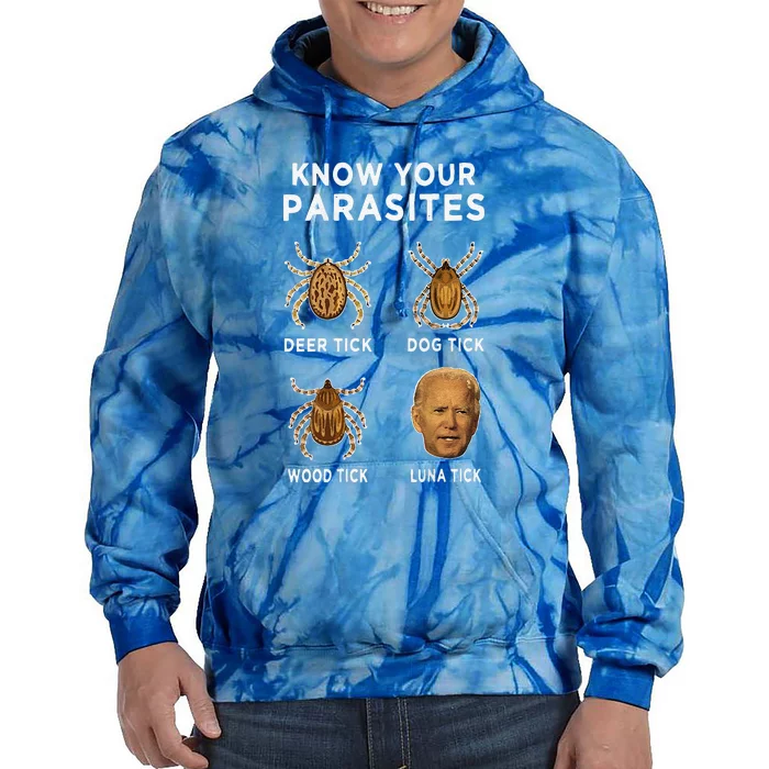 Know Your Parasites Funny Anti Joe Biden Tie Dye Hoodie