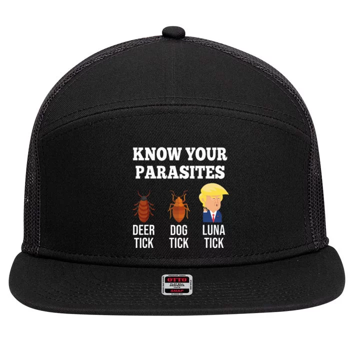 Know Your Parasites Antitrump Funny Luna Tick Resist 7 Panel Mesh Trucker Snapback Hat