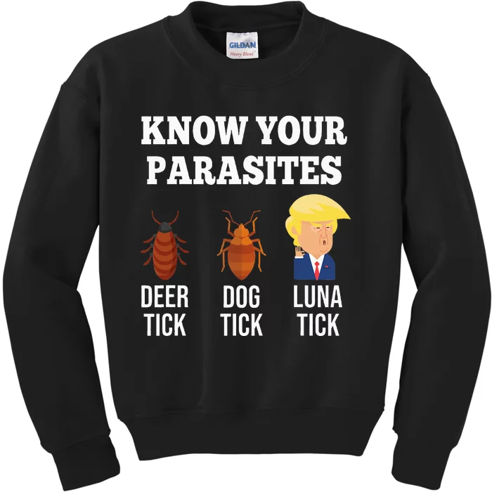 Know Your Parasites Antitrump Funny Luna Tick Resist Kids Sweatshirt