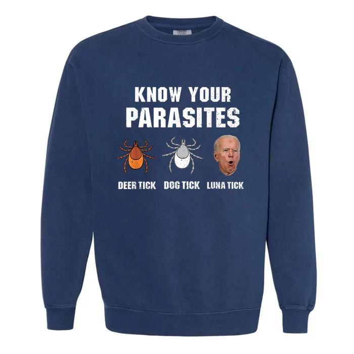 Know Your Parasites Anti Joe Biden Garment-Dyed Sweatshirt