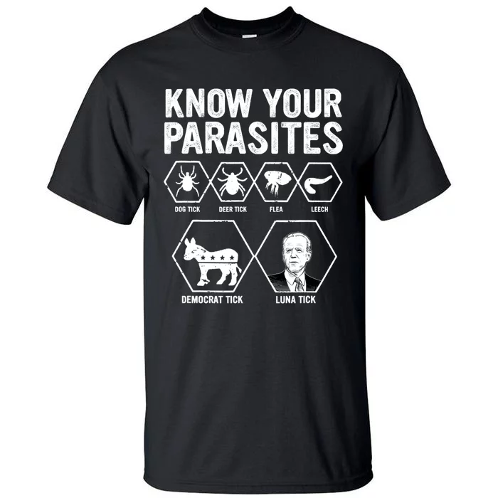 Know Your Parasites Funny Anti Joe Biden Design Tall T-Shirt