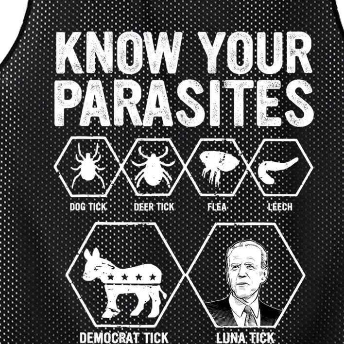 Know Your Parasites Funny Anti Joe Biden Design Mesh Reversible Basketball Jersey Tank