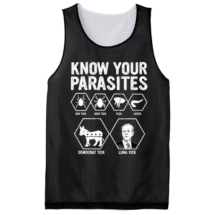 Know Your Parasites Funny Anti Joe Biden Design Mesh Reversible Basketball Jersey Tank