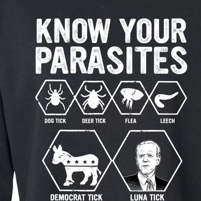 Know Your Parasites Funny Anti Joe Biden Design Cropped Pullover Crew