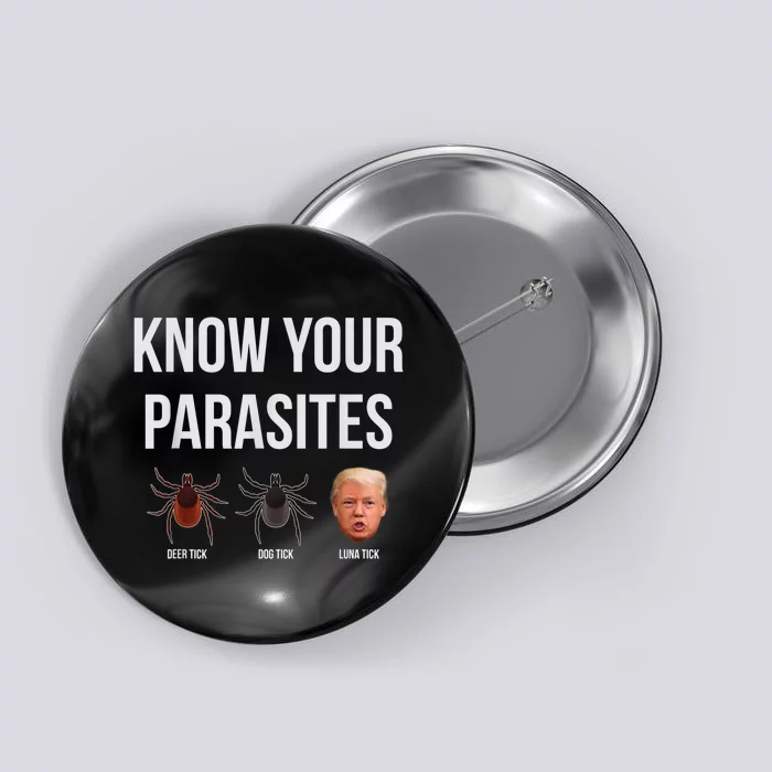 Know Your Parasites Dump President Trump Parasite Lunatic Button