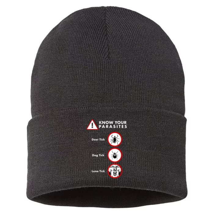 Know Your Parasites Funny Anti Trump And Ticks Sustainable Knit Beanie