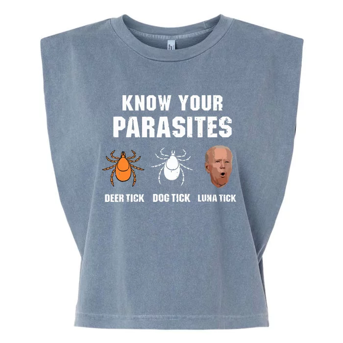 Know Your Parasites Anti Joe Biden Garment-Dyed Women's Muscle Tee