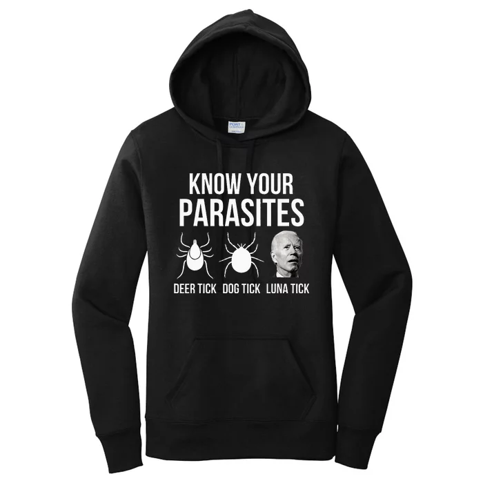 Know Your Parasites Anti Joe Biden Sucks Funny Political Women's Pullover Hoodie