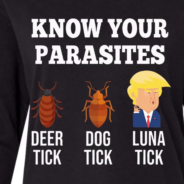 Know Your Parasites Antitrump Funny Luna Tick Resist Womens Cotton Relaxed Long Sleeve T-Shirt