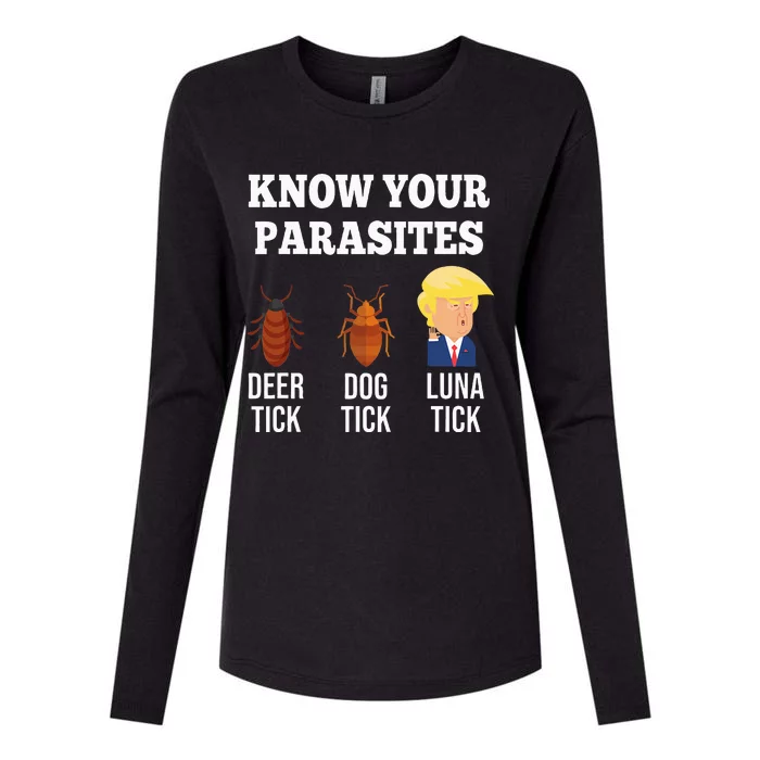 Know Your Parasites Antitrump Funny Luna Tick Resist Womens Cotton Relaxed Long Sleeve T-Shirt