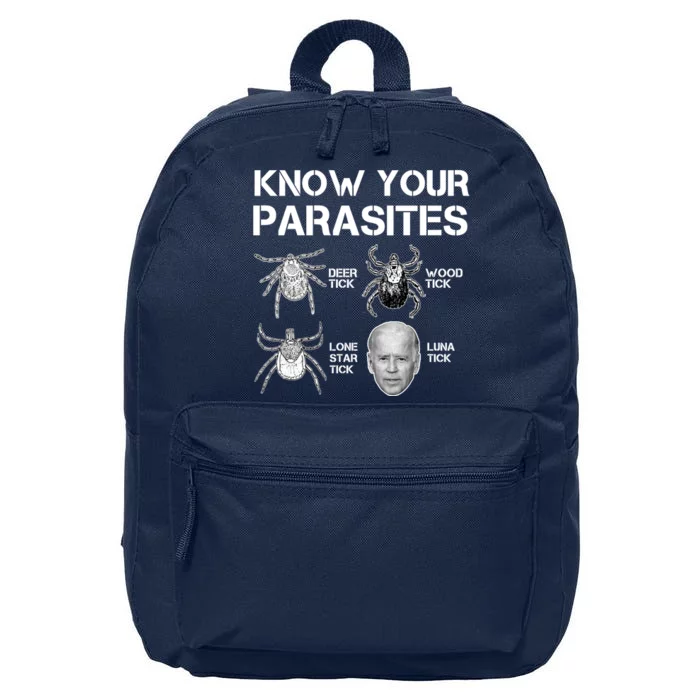 Know Your Parasites Anti Joe Biden Funny 16 in Basic Backpack